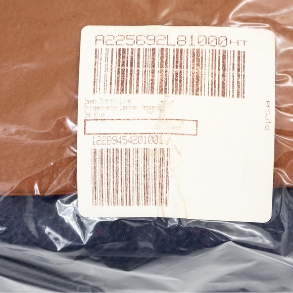 Preppy leather messenger bag Isaac Mizrahi Live Bridgehampton blue & brown - Picture 15 of 16